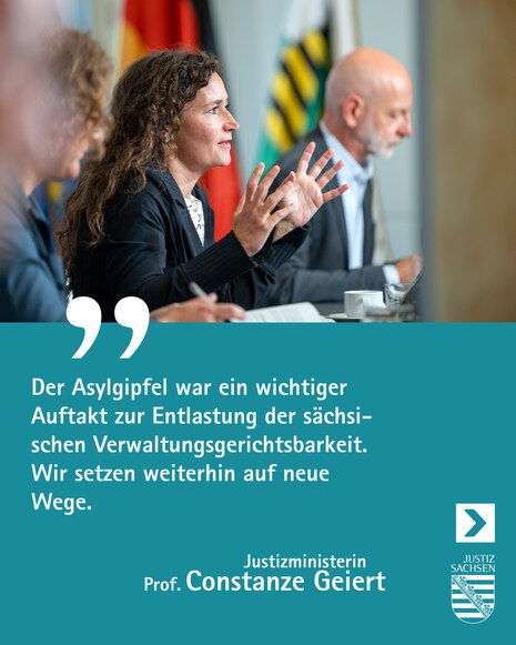 Sachsens Staatsministerin der Justiz, Prof. Constanze Geiert, hat in dieser Woche über aktuelle Entwicklungen bei den Asylverfahren im Freistaat Sachsen informiert.